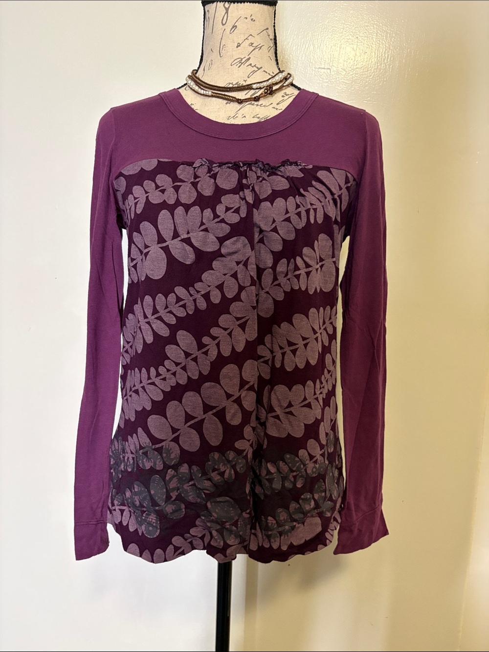 Language Los Angeles *Purple Floral-Print Long Sleeve Women's Top